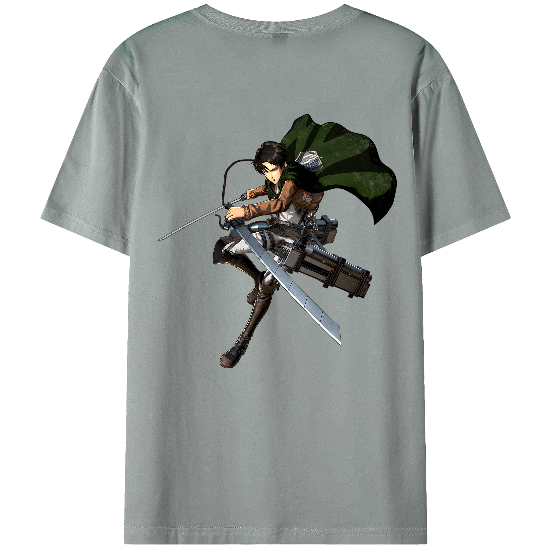 （画像用） 進撃の巨人 リヴァイ·アッカーマン Attack on Titan Levi Ackerman 綿100％ メンズ半袖Tシャツ（バックプリント） 通気性